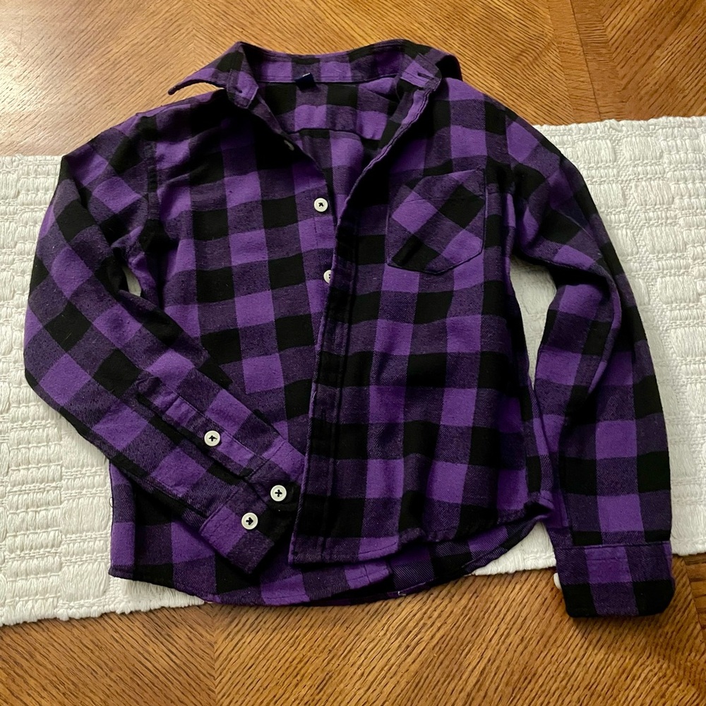 Purple and Black Kids Checkered Shirt